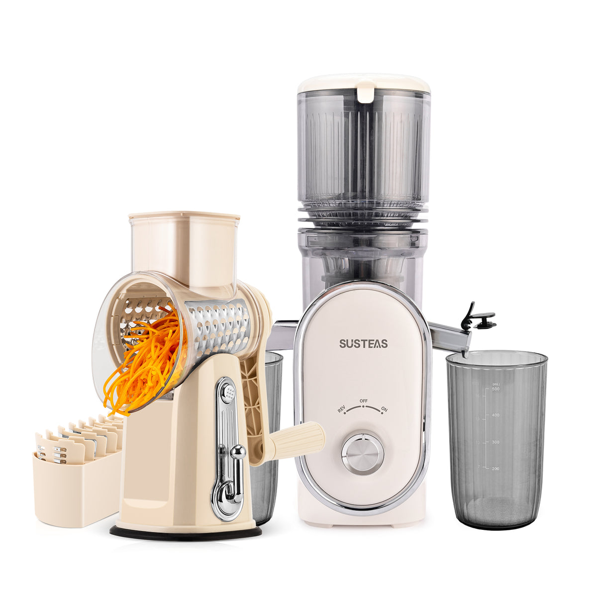 Rotary Cheese Grater and Cold Press Juicer Home Bundle LS-1070+MP802K - SUSTEAS
