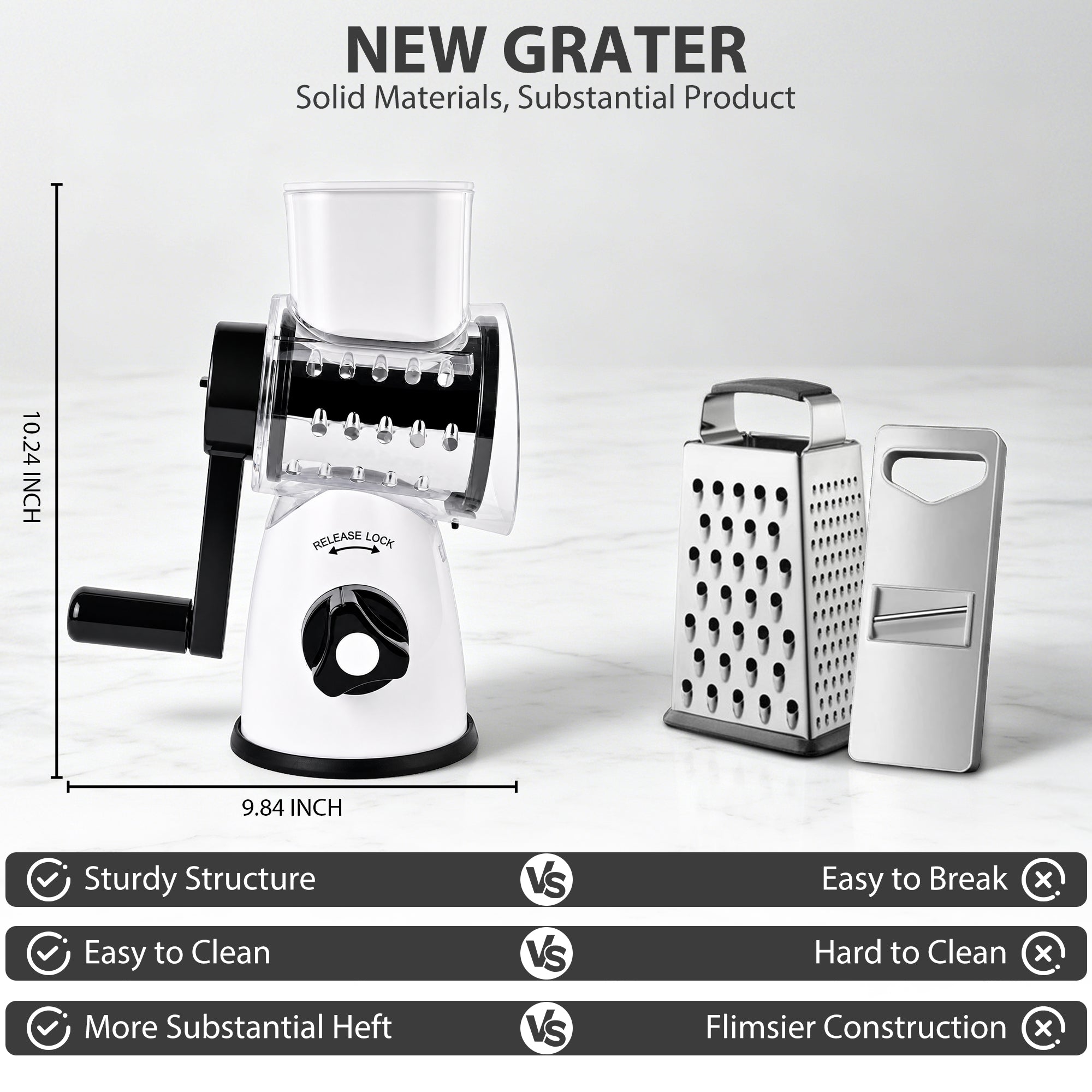 Rotary Cheese Grater with Stainless Steel Blades & Suction Base B890-B