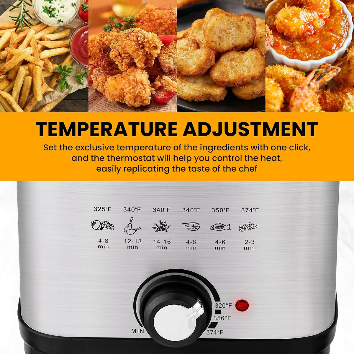 SUSTEAS® Electric Countertop Deep Fryer 1.5L with Viewing Window and Adjustable Temperature (MR15C1)
