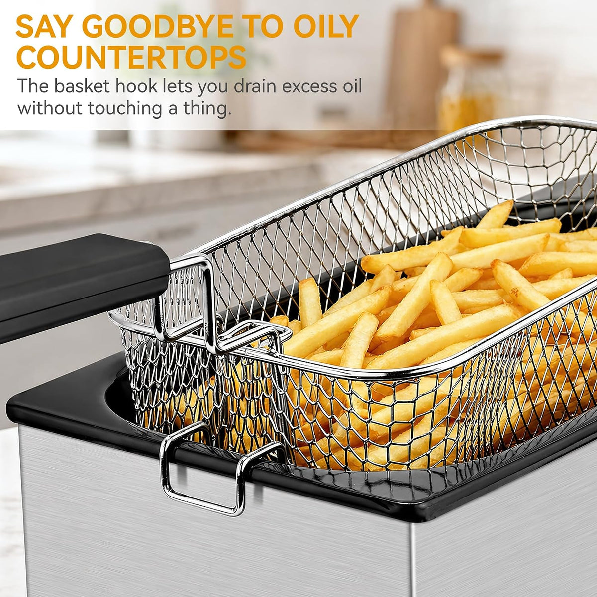 SUSTEAS® Electric Deep Fryer 3L with Removable Fry Basket & Overheat Protection (MMF635S1-1)