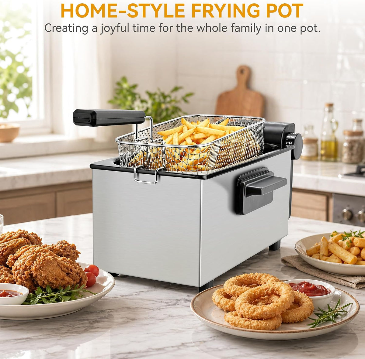 SUSTEAS® Electric Deep Fryer 3L with Removable Fry Basket & Overheat Protection (MMF635S1-1)
