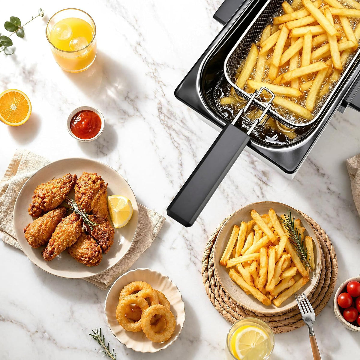 SUSTEAS® Electric Deep Fryer 3L with Removable Fry Basket & Overheat Protection (MMF635S1-1)