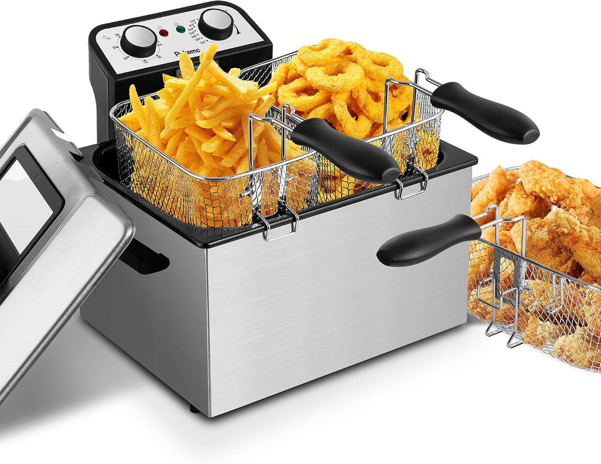 SUSTEAS® Electric Deep Fryer 5L with 3 Baskets & Viewing Window Lid (TSAF40DH-3)