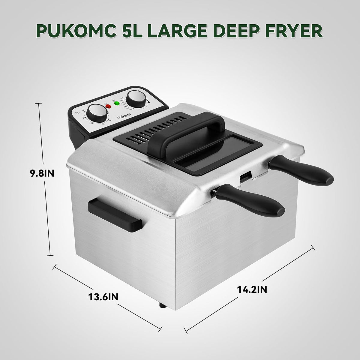 SUSTEAS® Electric Deep Fryer 5L with 3 Baskets & Viewing Window Lid (TSAF40DH-3)