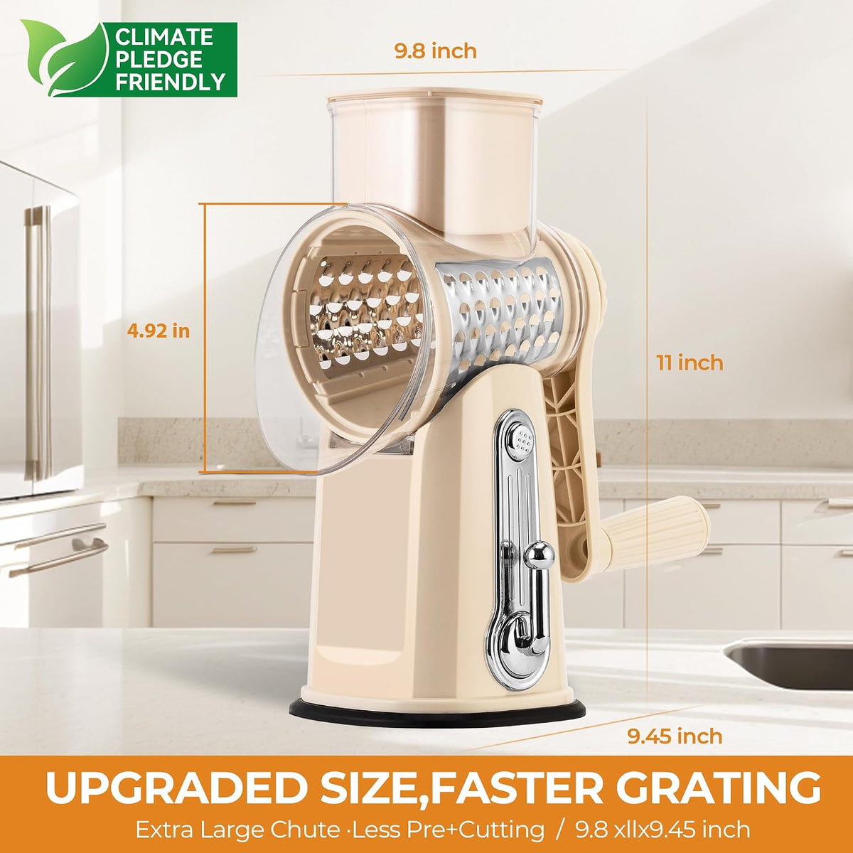 SUSTEAS® Rotary Cheese Grater with 5 Interchangeable Blades (LS-1070)