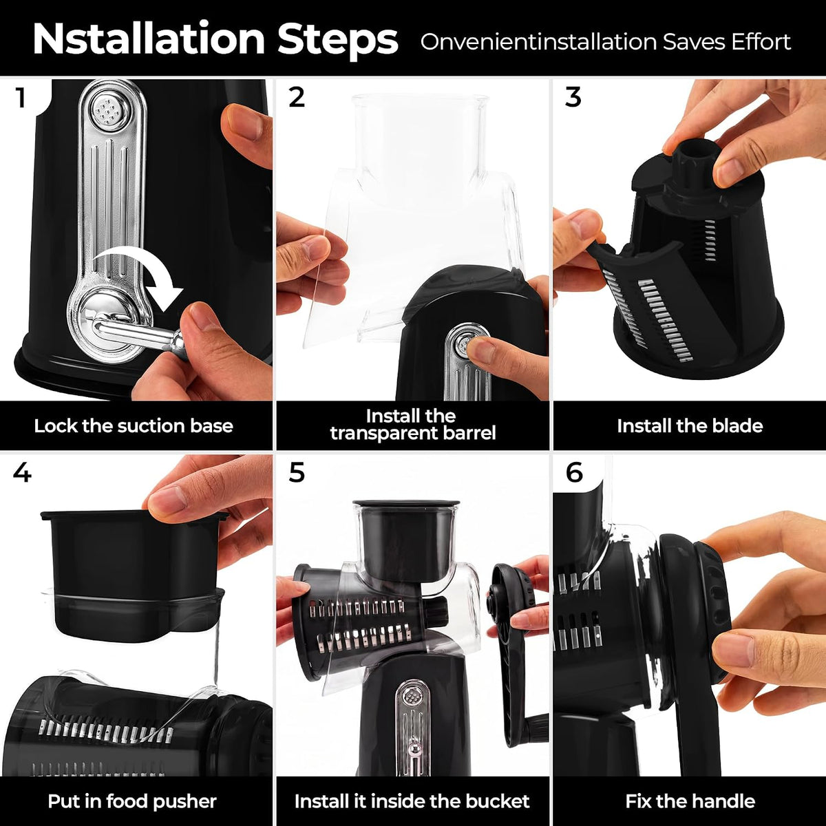 SUSTEAS® Rotary Cheese Grater with 5 Interchangeable Blades (LS-1070)