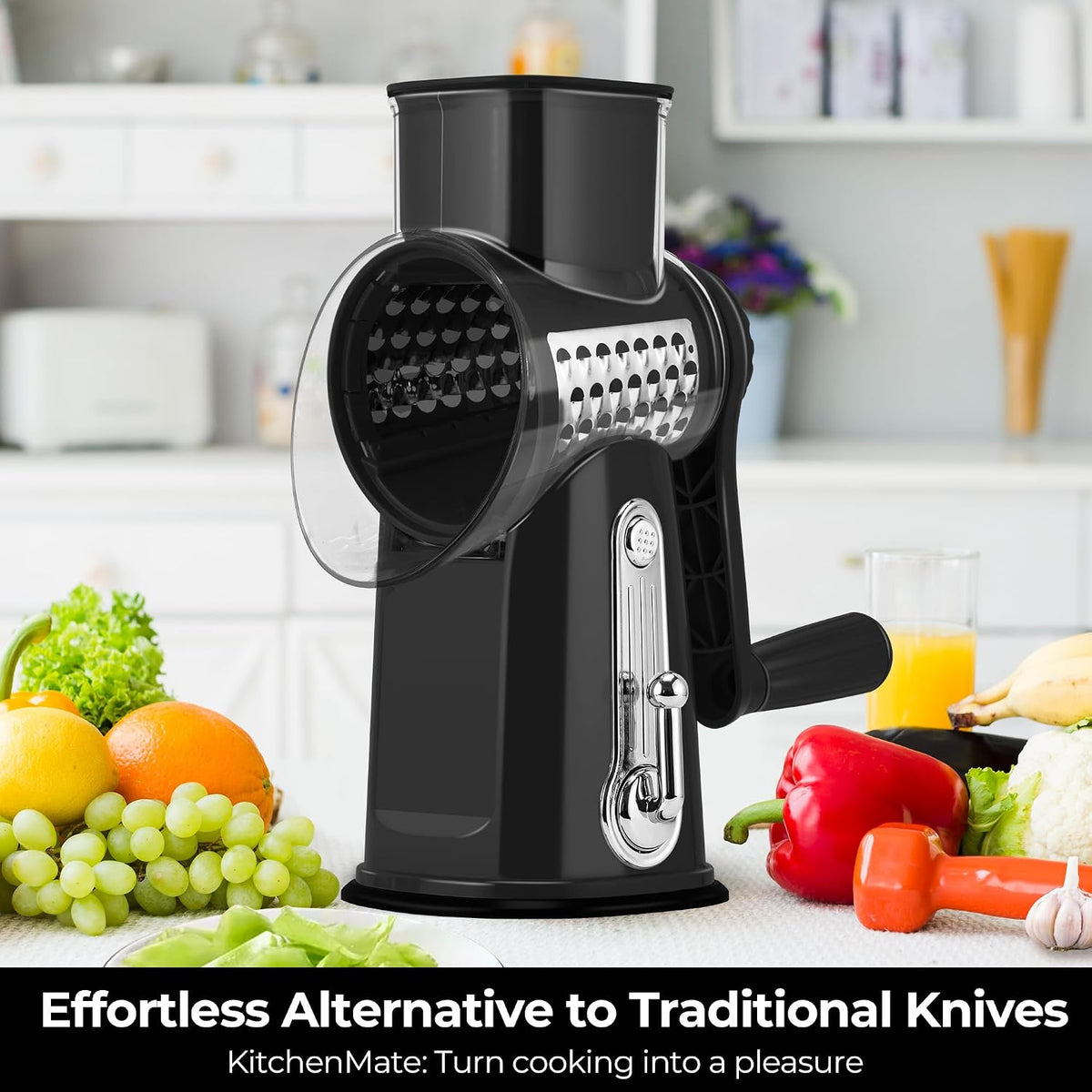SUSTEAS® Rotary Cheese Grater with 5 Interchangeable Blades (LS-1070)