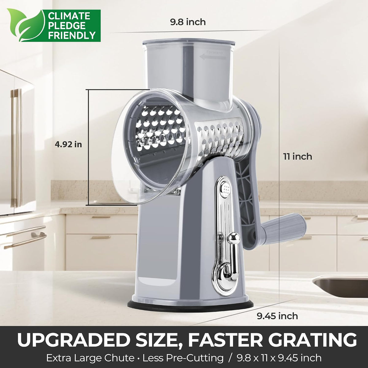 SUSTEAS® Rotary Cheese Grater with 5 Interchangeable Blades (LS-1070)