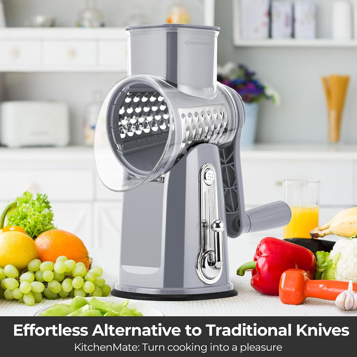 SUSTEAS® Rotary Cheese Grater with 5 Interchangeable Blades (LS-1070)