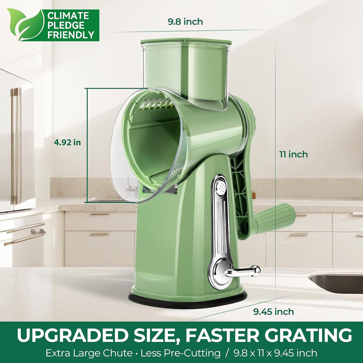 SUSTEAS® Rotary Cheese Grater with 5 Interchangeable Blades (LS-1070)