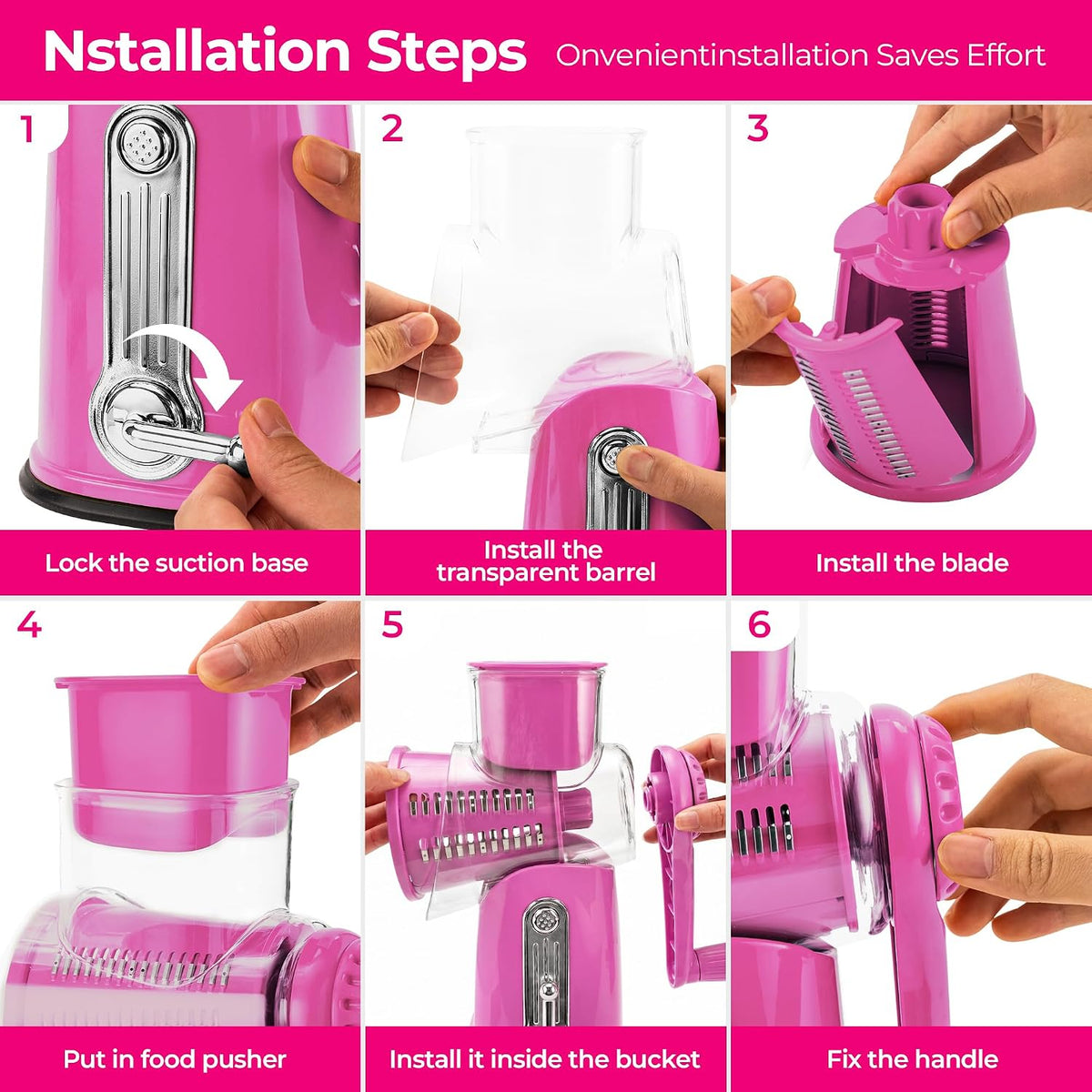 SUSTEAS® Rotary Cheese Grater with 5 Interchangeable Blades (LS-1070)