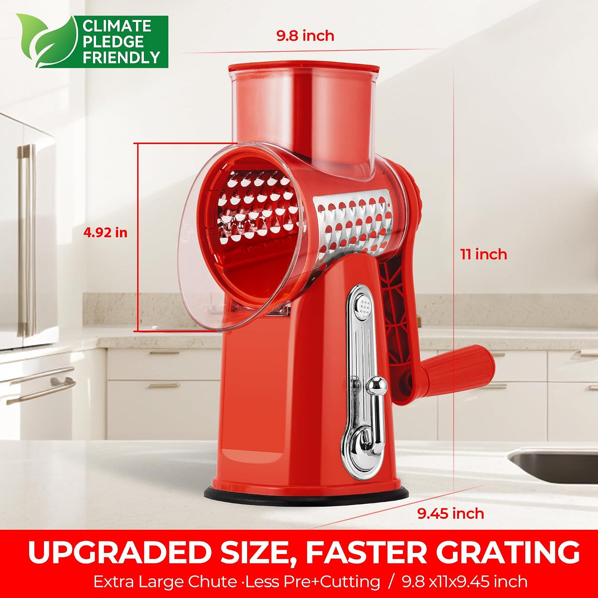 SUSTEAS® Rotary Cheese Grater with 5 Interchangeable Blades (LS-1070)