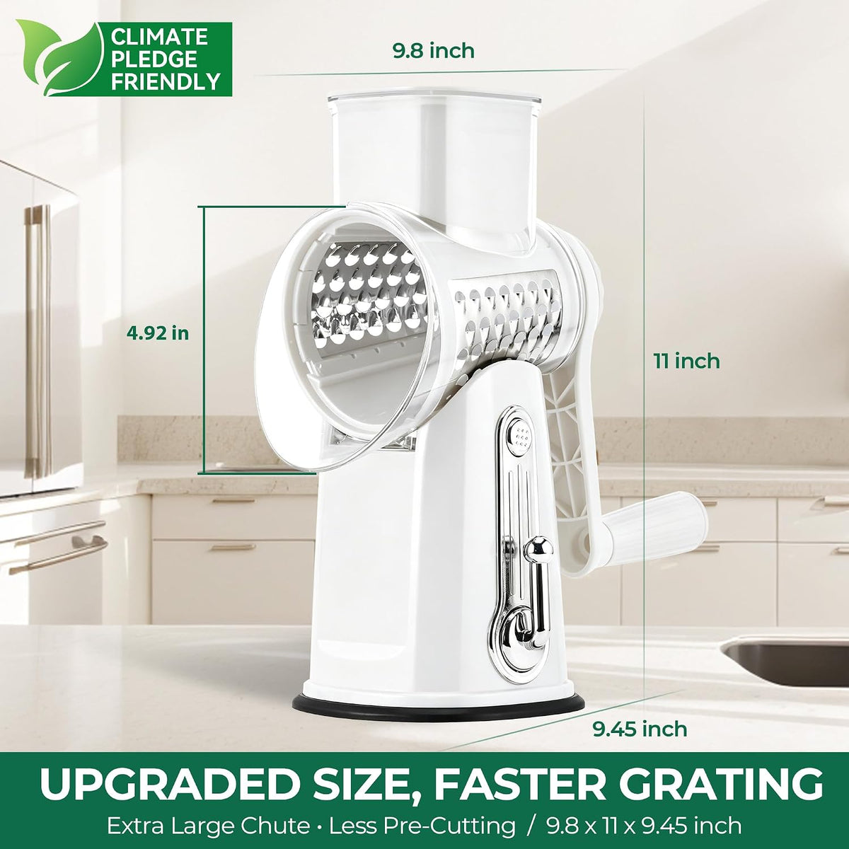 SUSTEAS® Rotary Cheese Grater with 5 Interchangeable Blades (LS-1070)