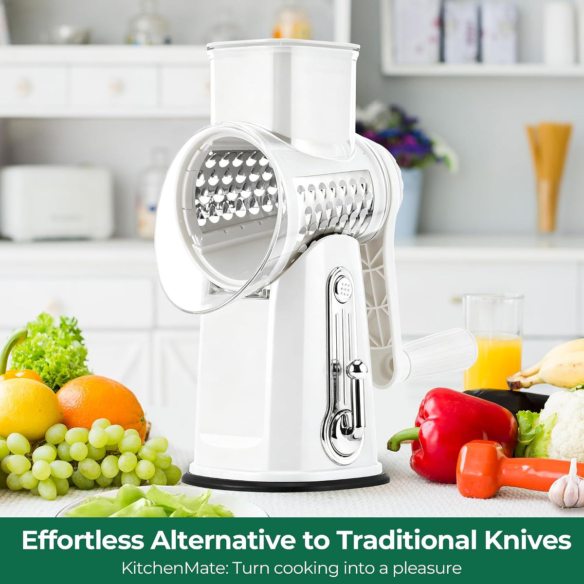 SUSTEAS® Rotary Cheese Grater with 5 Interchangeable Blades (LS-1070)