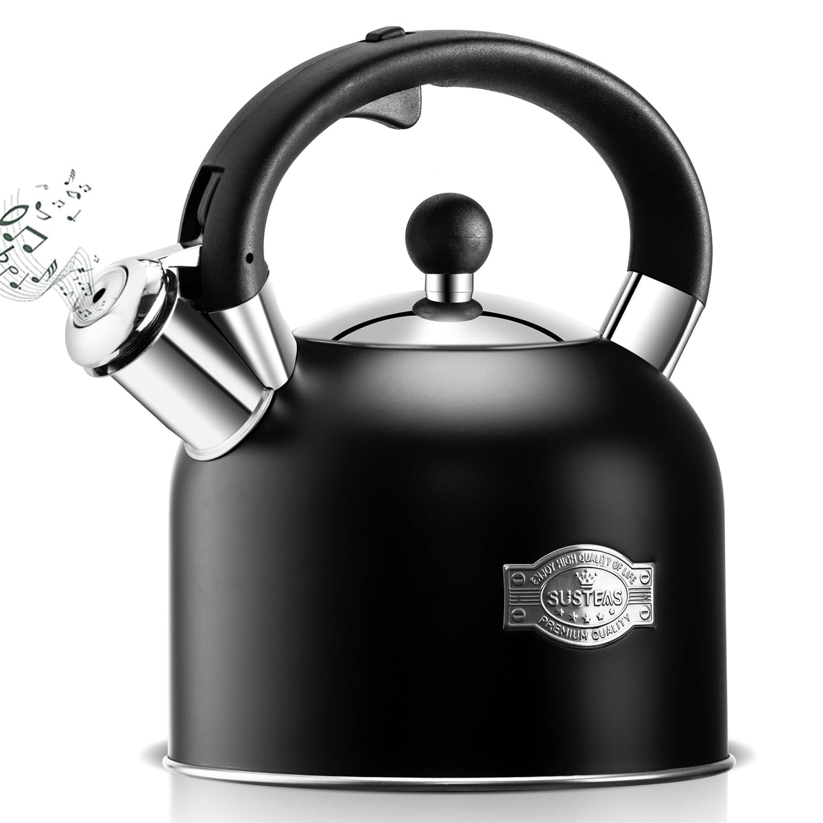 Stovetop Whistling Tea Kettle Stainless Fast Heating Gas Induction Fast Heating 3.17QT - SUSTEAS