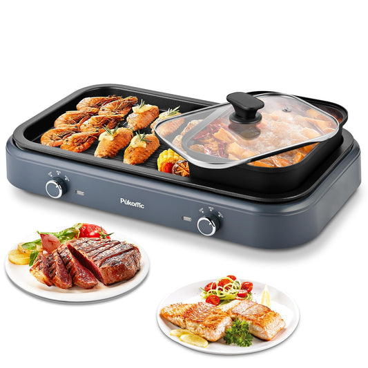 SUSTEAS Electric Grill,1500W Temperature Control, Gray Color