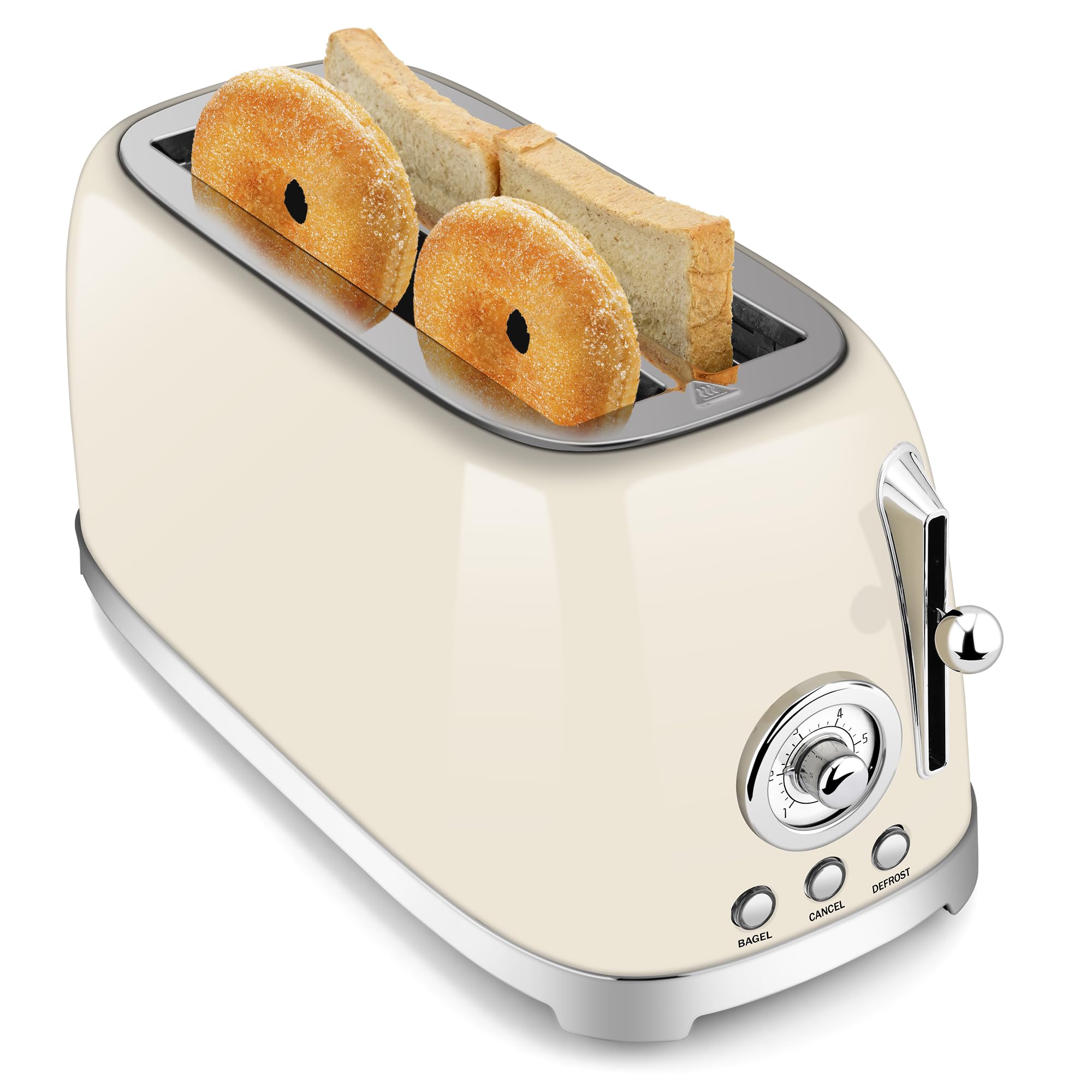 SUSTEAS Toaster 4 Slice Wide Slot, Stainless Steel Bread Toasters