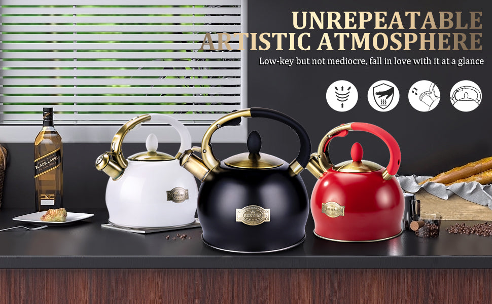 Stovetop Whistling Tea Kettle Stainless Steel for Gas & Induction