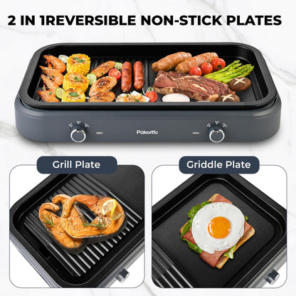 SUSTEAS Electric Grill,1500W Temperature Control, Gray Color