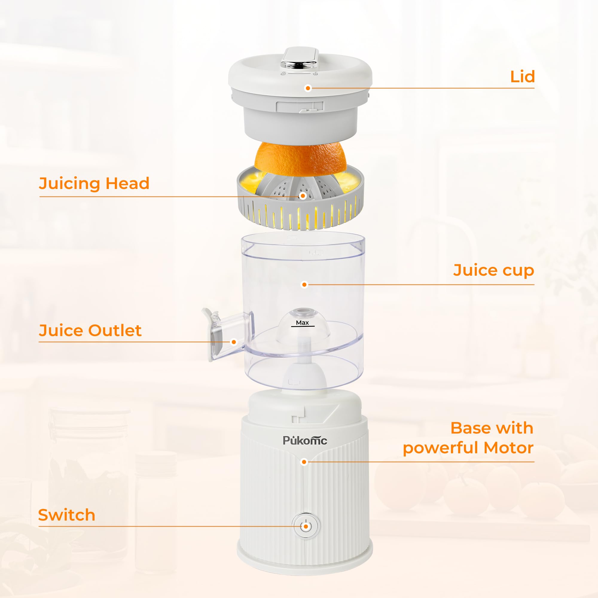 SUSTEAS Electric Citrus Juicer, White