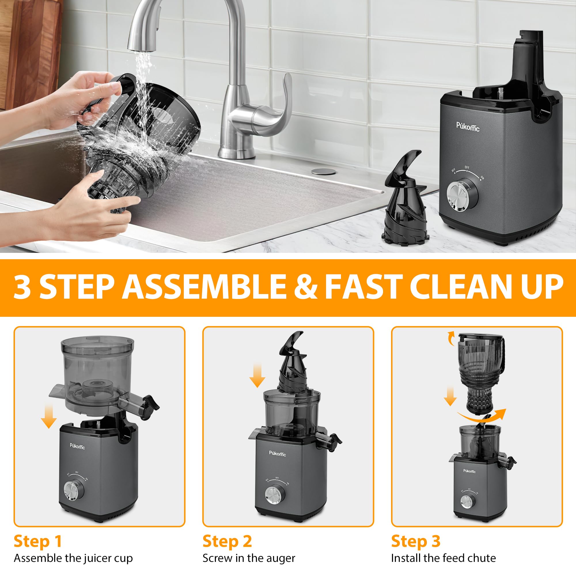 SUSTEAS Cold Press Juicer,Grey