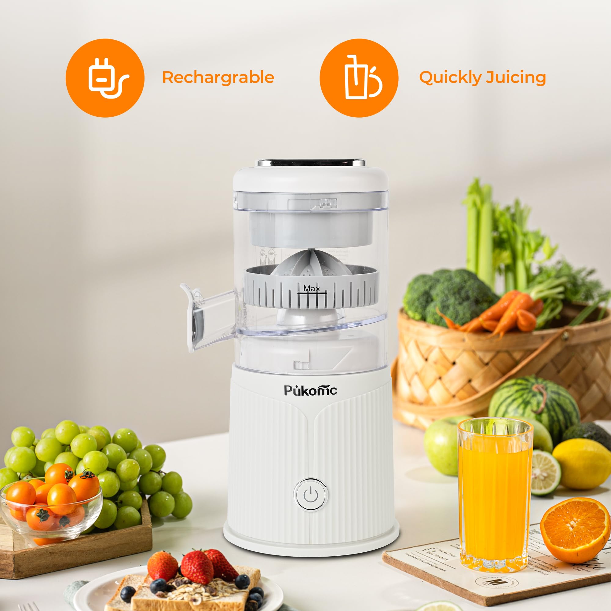 SUSTEAS Electric Citrus Juicer, White