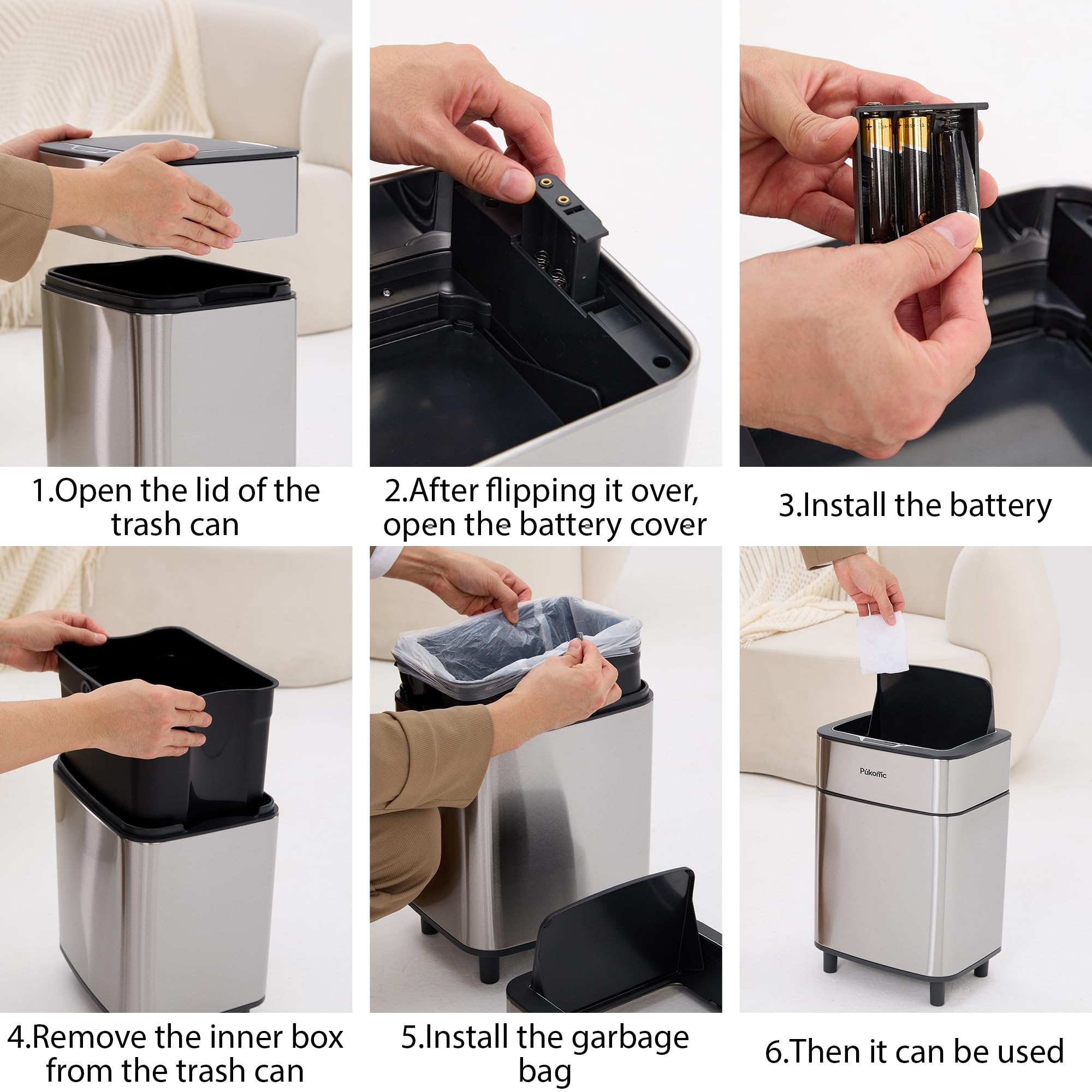 SUSTEAS Stainless Steel Trash Can, Capacity 10L