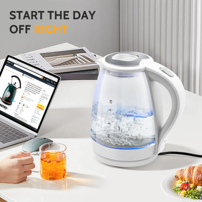 Electric Kettle - 1.7L Hot Water Boiler - Glass Tea kettle with Wide Opening and Led Indicator, Auto Shut-Off and Boil-Dry Protection