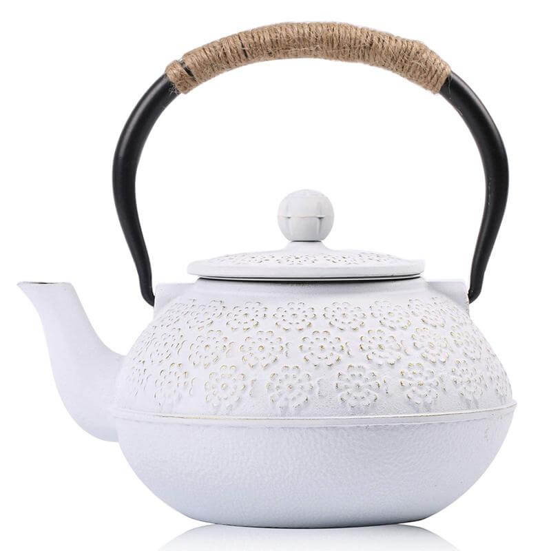 White iron teapot