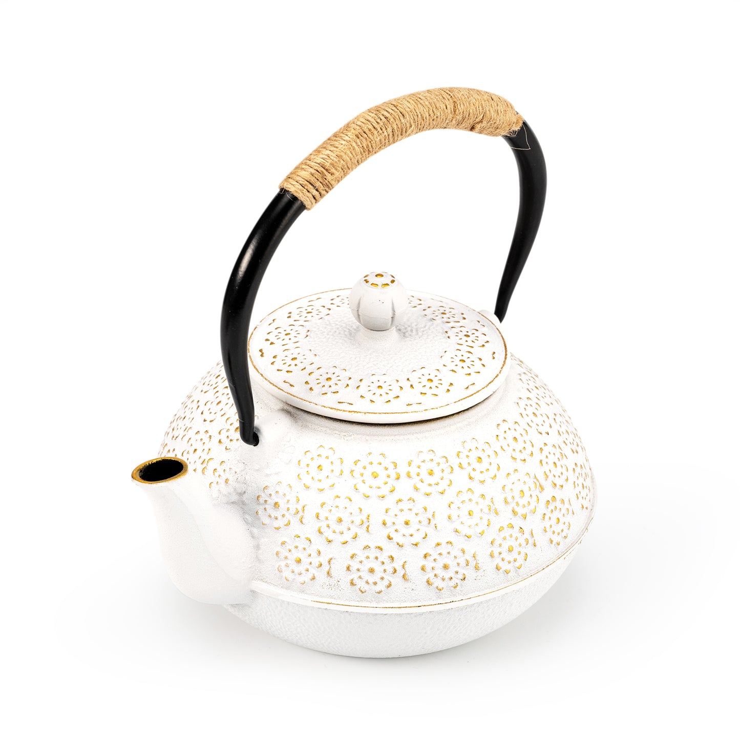 Cast Iron Teapot Tetsubin Japanese Tea Kettle (1200ML, White)
