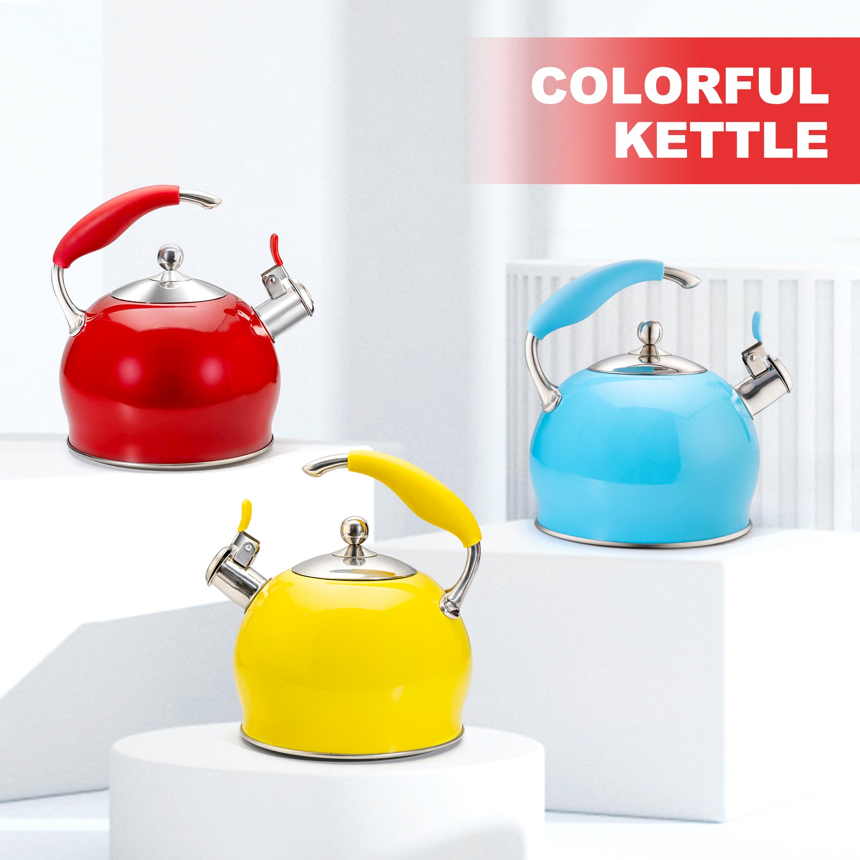 3L Tea Kettle Stainless Steel Teapot Loud Whistle Kettle Ergonomic