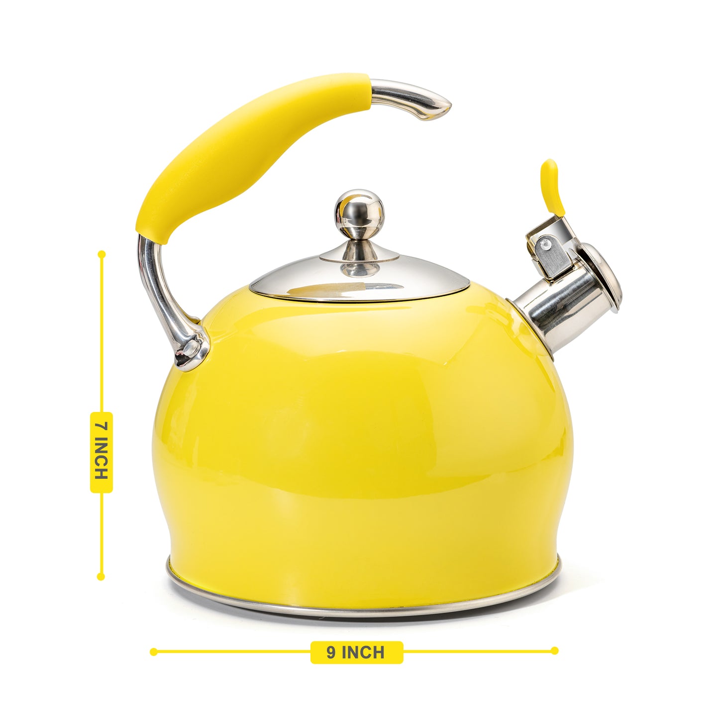 Modern Stainless Steel Whistling Teapot-Stove Top Teapot（Yellow）