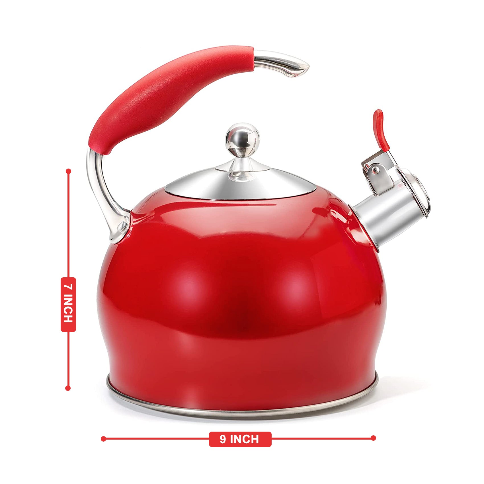 Vintage Teapot Old Metal Teapot Cute Whistling Tea Kettle Chromed Metal Tea  Kettle Vintage Kitchen Décor Chrome and Red Teapot 