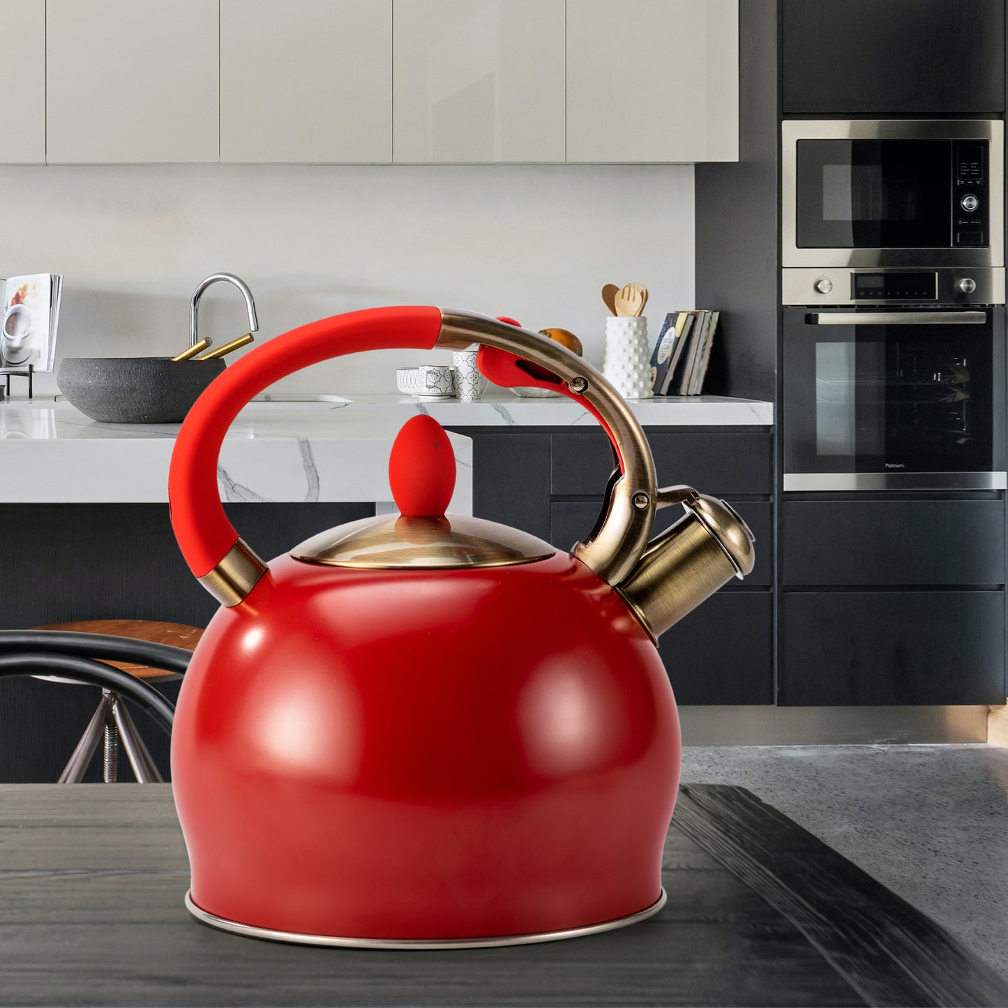 Modern Stainless Steel Whistling Teapot-Stove Top Teapot（Yellow） – SUSTEAS